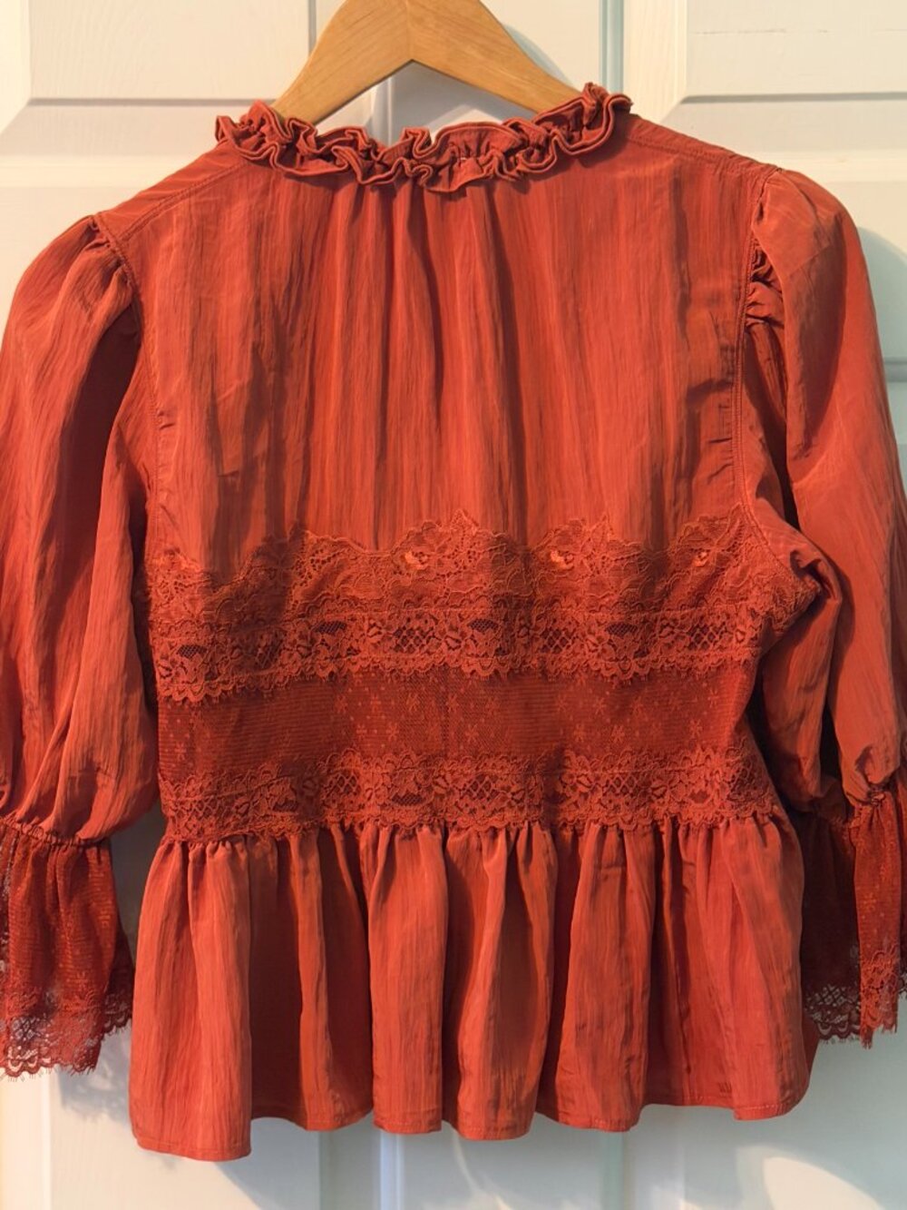 Free People Intimately Forever Young Bed Jacket Red XS Lace Sheer Romantic - Picture 6 of 14
